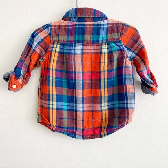 Gap Baby Plaid Button Down Shirt Size 6-12 Months - Picture 4 of 5
